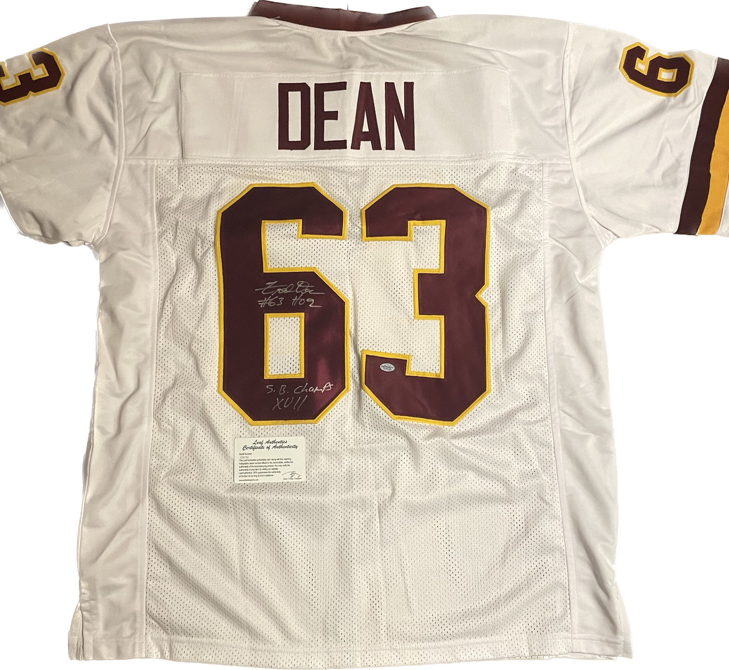 Fred Dean Autographed Jersey Leaf COA
