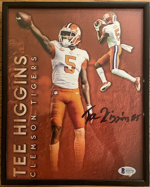 Tee Higgins Autographed 8x10 Photo Beckett COA Clemson Bengals