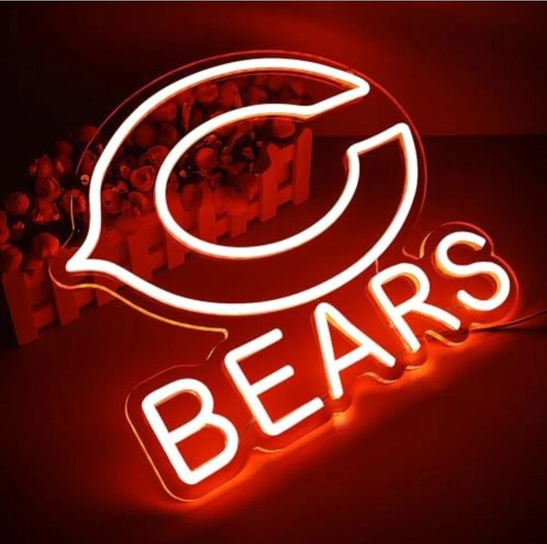 Chicago Bears Neon Sign Light for Wall Decor Football Team Led for Man Cave