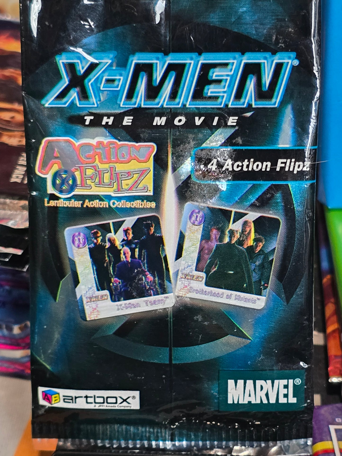 ULTRA RARE 2000 X-Men: The Movie ACTION FLIPZ Pack X-Men - 4 Lenticulars! Marvel