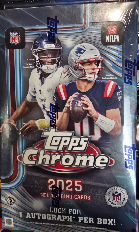 2025 Topps Chrome Football Hobby Box - 1 autograph