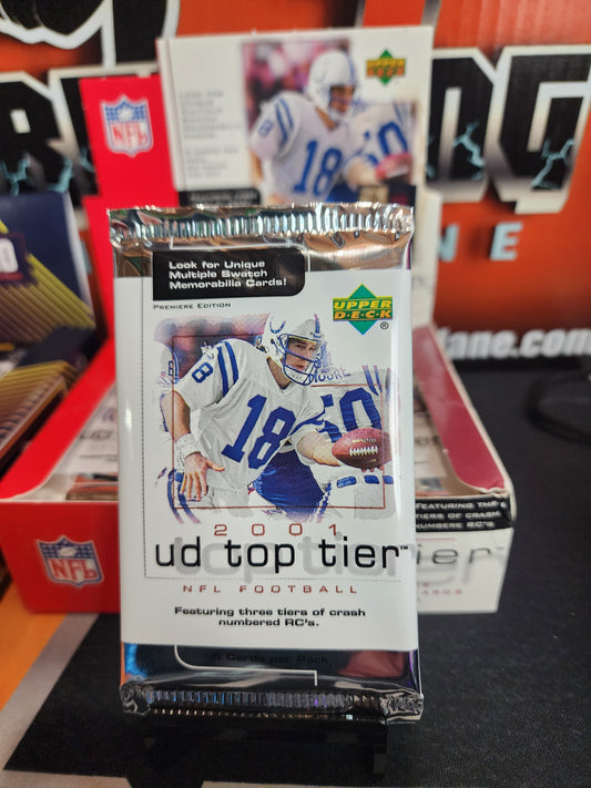 WOW 2001 Upper Deck Top Tier Football Pack - chase multiple swatch memorabilia cards and crash numbered rookie cards!