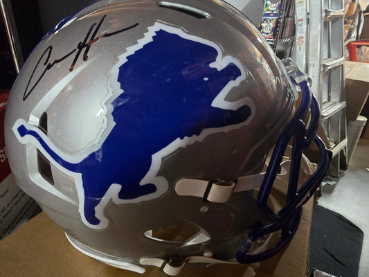 Aidan Hutchinson Full Size AUTHENTIC Throwback Lions Full Size Helmet Beckett COA
