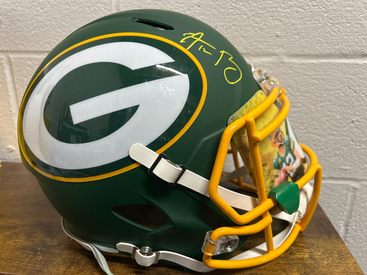 Aaron Rodgers AMP Specialty Autographed Full Size Helmet Green Bay Packers Fanatics COA with visor