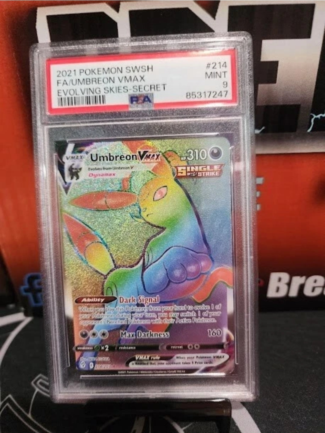 Pokemon Evolving Skies Umbreon Rainbow PSA 9 MINT