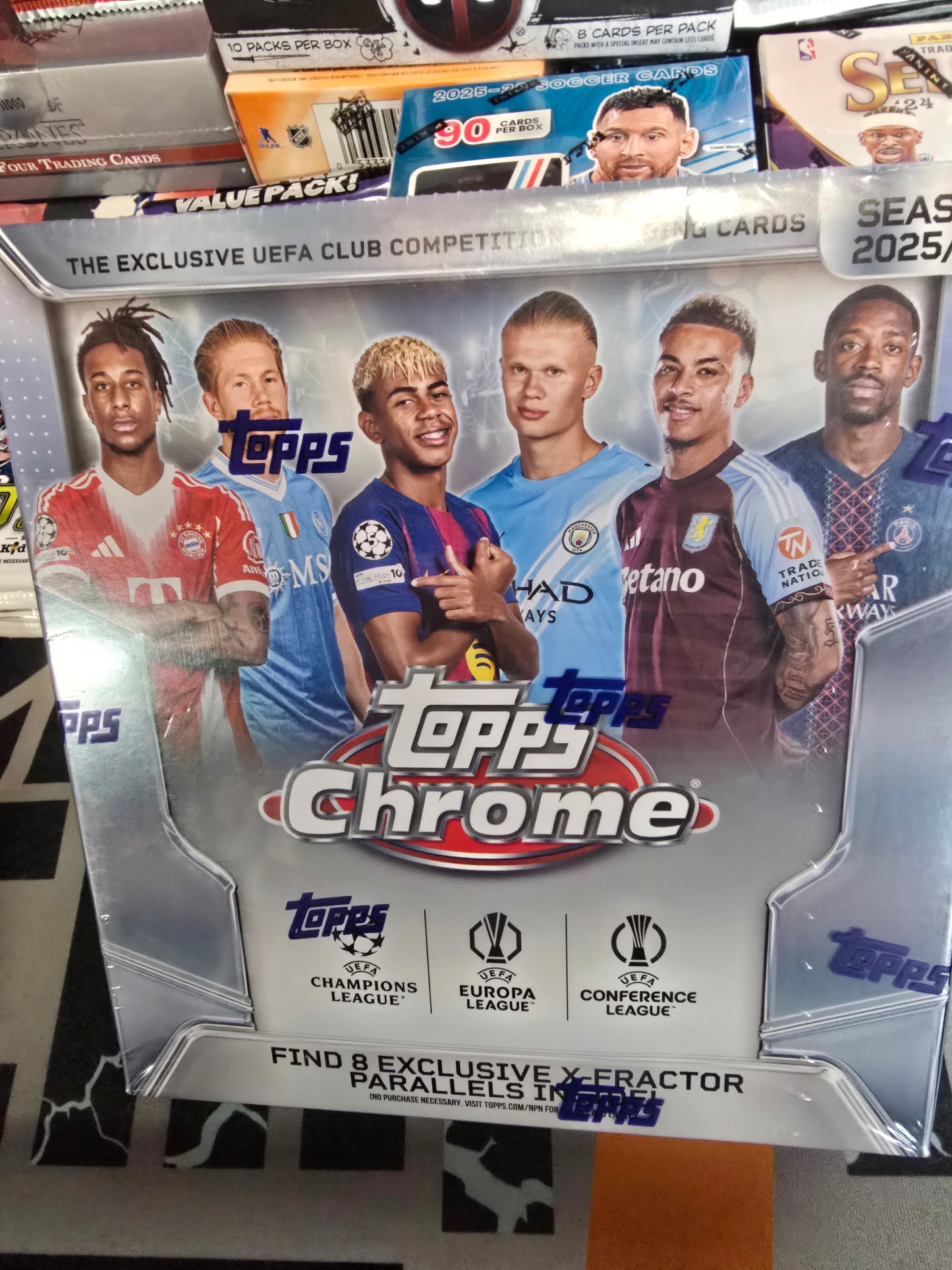 2025-2026 Topps Chrome UEFA Club Champions League Europa Conference Soccer Mega Box