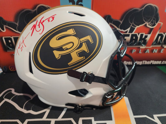 DUAL SIGNED! Frank Gore Navarro Bowman Auto LUNAR 49ers Full Size Helmet Beckett COA