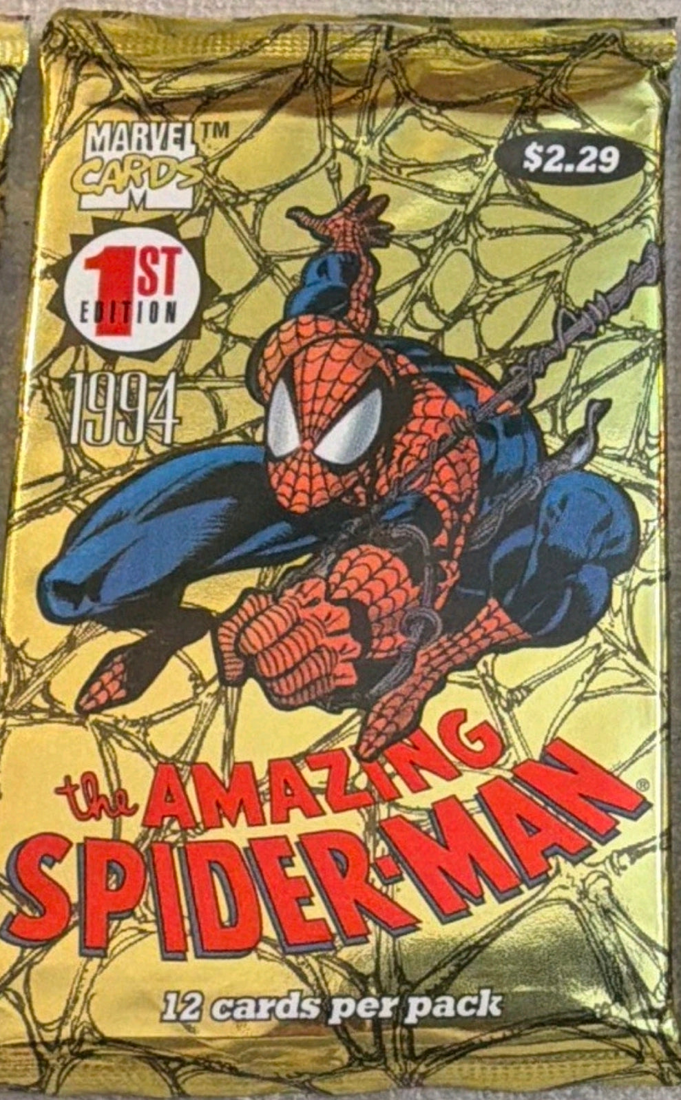 RARE Jumbo Spider-man 1994 Inaugural Series Hobby Pack - chase holos and suspended animations! 12 cards