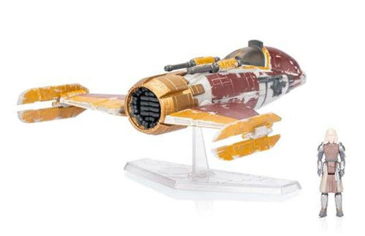 STAR WARS Micro Galaxy Squadron Fiend Fighter Vehicle + Action Figure box wear
