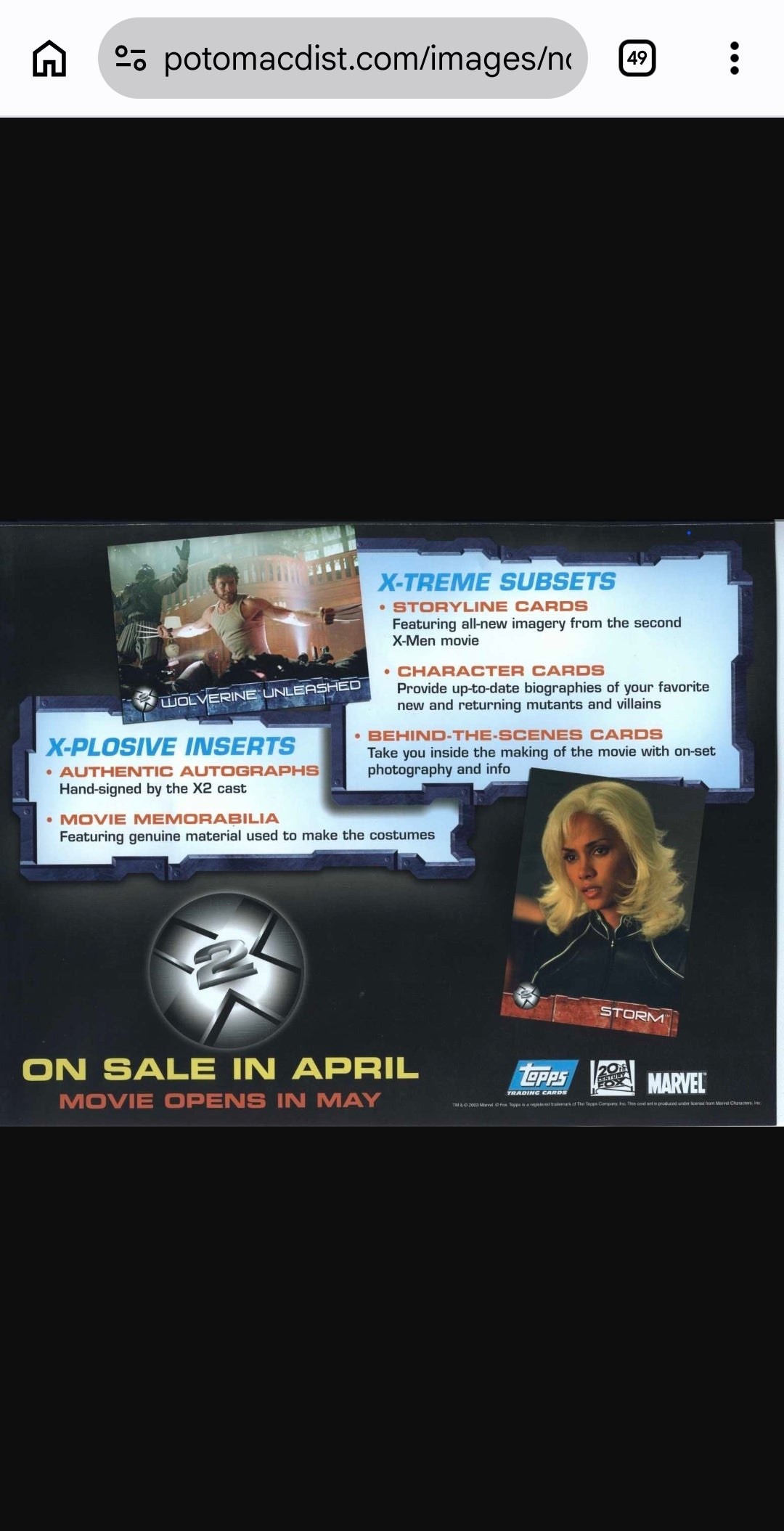 RARE X2: The Movie Hobby Pack X-Men - chase autos! Marvel