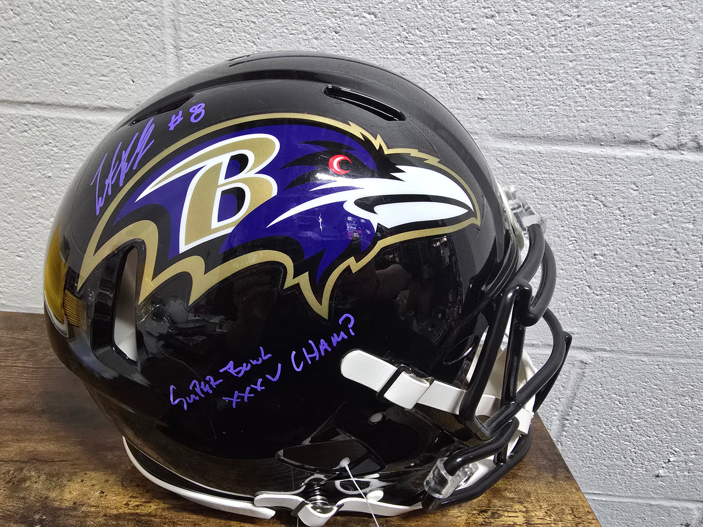 Trent Dilfer AUTHENTIC Super Bowl XXXV Inscription Helmet JSA COA