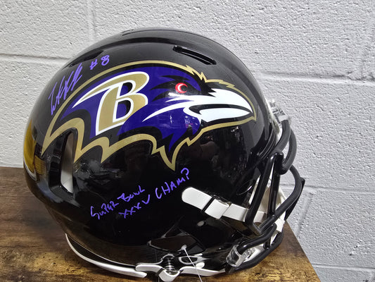 Trent Dilfer AUTHENTIC Super Bowl XXXV Inscription Helmet JSA COA