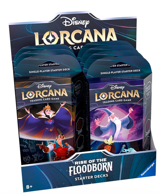 Disney Lorcana Rise of the Floodborn Starter Deck Display - 8 starter decks, 8 booster packs!
