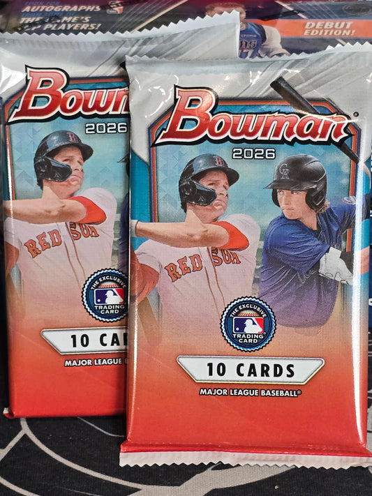 Lot of TWO (2) 2026 Bowman Baseball Blaster Packs