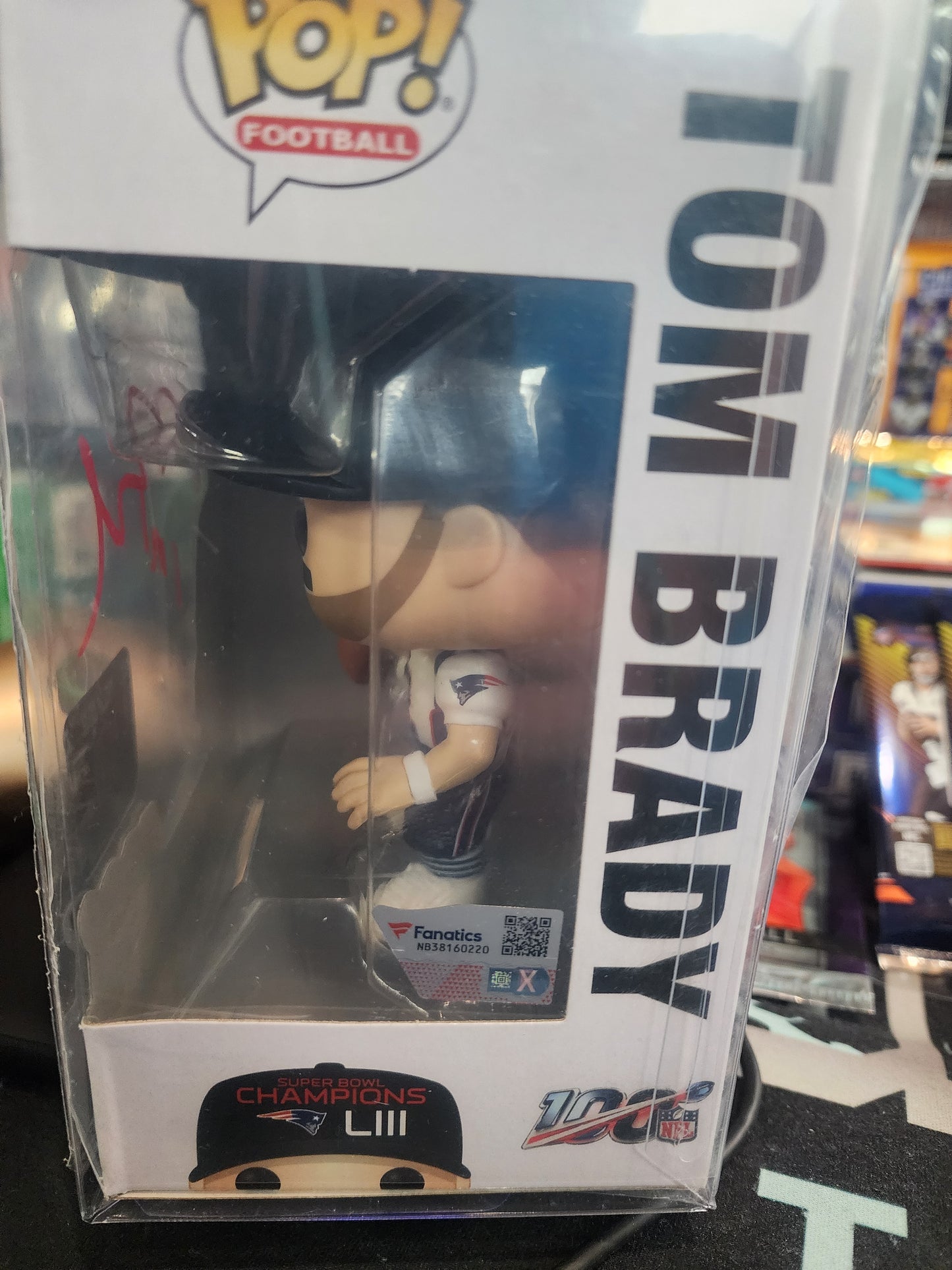 Tom Brady Autographed FUNKO Pop Figure New England Patriots NFL 100 Fanatics COA