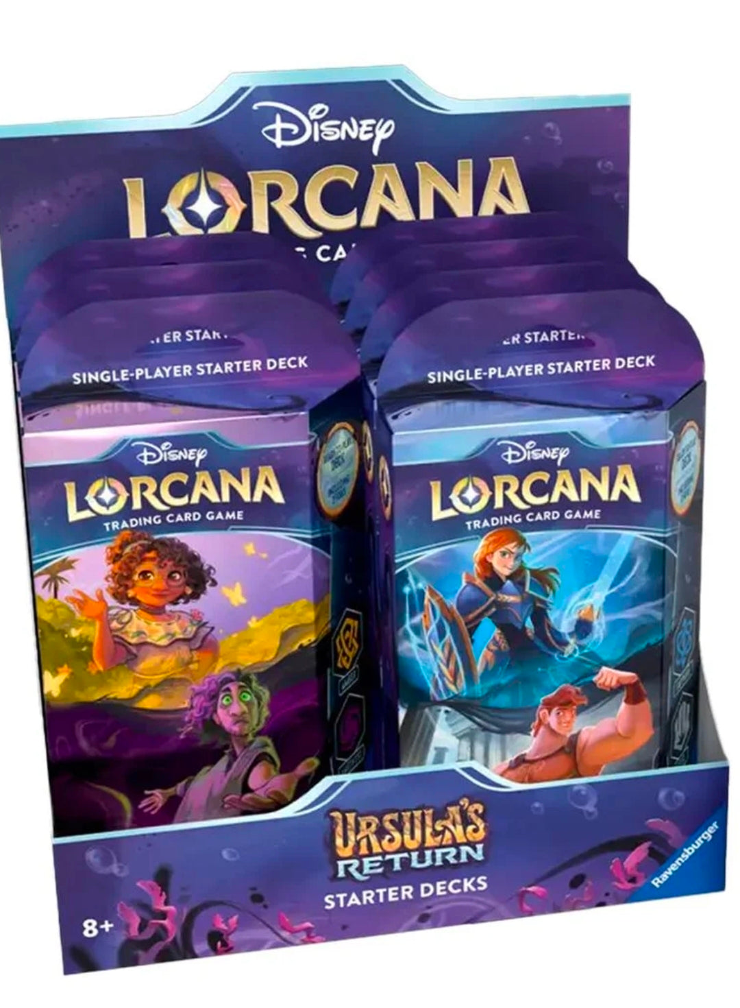 Disney Lorcana Ursula's Return Starter Deck Display - 8 starter decks, includes 8 booster packs!