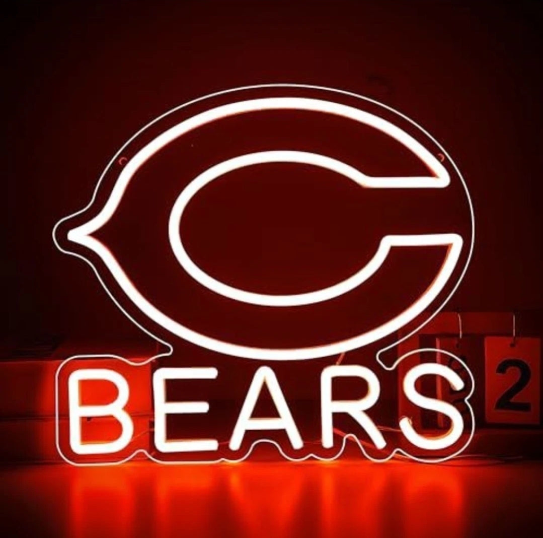 Chicago Bears Neon Sign Light for Wall Decor Football Team Led for Man Cave