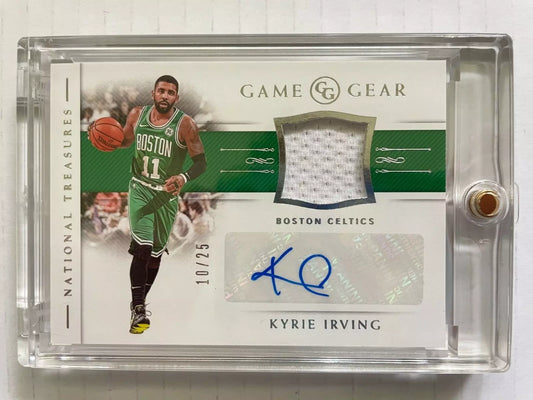 Kyrie Irving Auto NT National Treasures 2018-19 /25 GW Game Worn Patch Mavericks