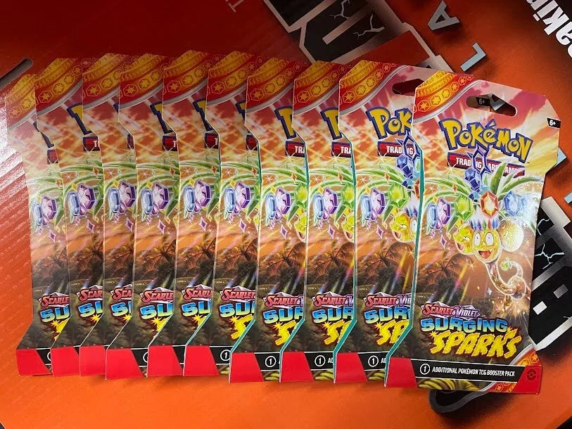 Pokemon Surging Sparks LOT OF TEN (10) Sleeved Booster Packs FREE SHIPPING