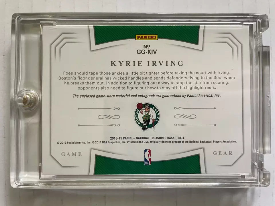 Kyrie Irving Auto NT National Treasures 2018-19 /25 GW Game Worn Patch Mavericks