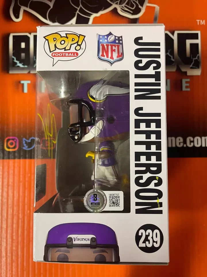 Justin Jefferson Autographed Vikings Funko Pop with Beckett COA