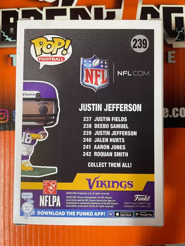 Justin Jefferson Autographed Vikings Funko Pop with Beckett COA