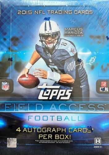 2015 Topps Field Access Hobby Box. 2015 NFL Trading Cards. Marcus Mariota Tennessee Titans. Topps Field Access Football. 4 autograph cards per box! Ages 6 +.